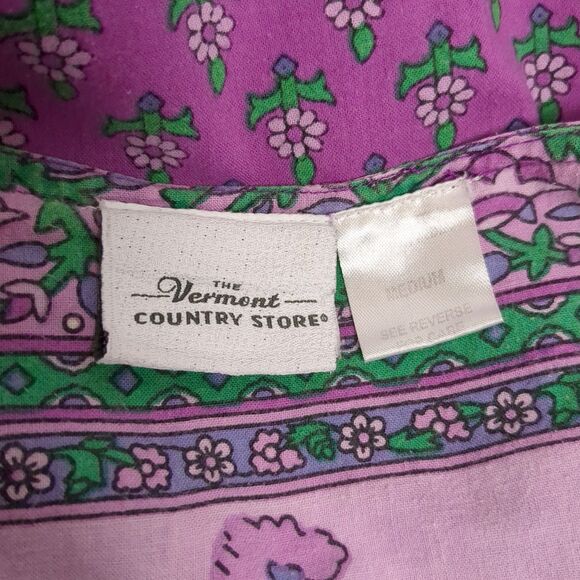 The Vermont Country Store Purple Floral Dress Prairie Cottagecore Women's Medium - Picture 10 of 10